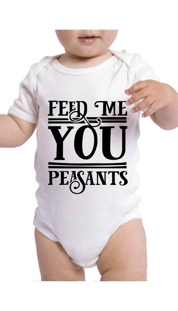 Funny Baby Clothes Baby Onesie Feed Me Peasants 4T Shirt / Black Sleeve Raglan