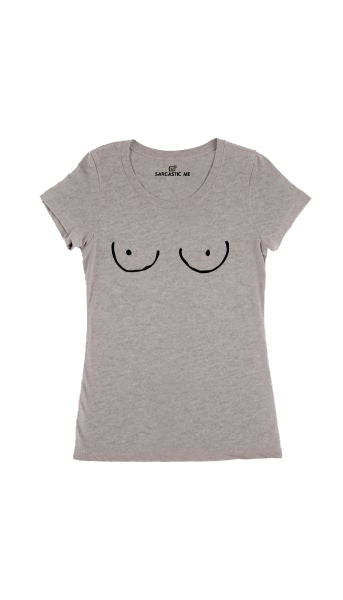 Boob Print Fitted T-shirt Women's Boob Shirt Breast Print Shirt