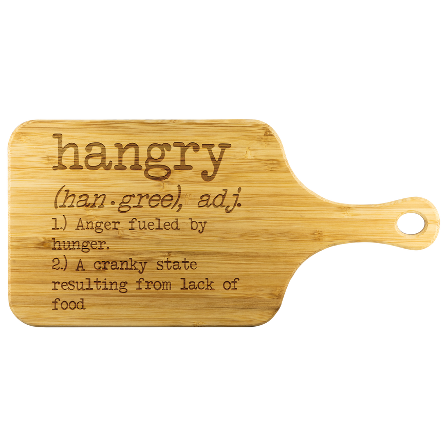 Hangry Anger Fueled By Hunger Funny Wooden Cutting Board | Sarcastic Me